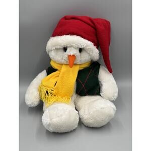 Vintage Snowman White Plush International Bazaar w/ Hat Scarf 16” READ DETAILS